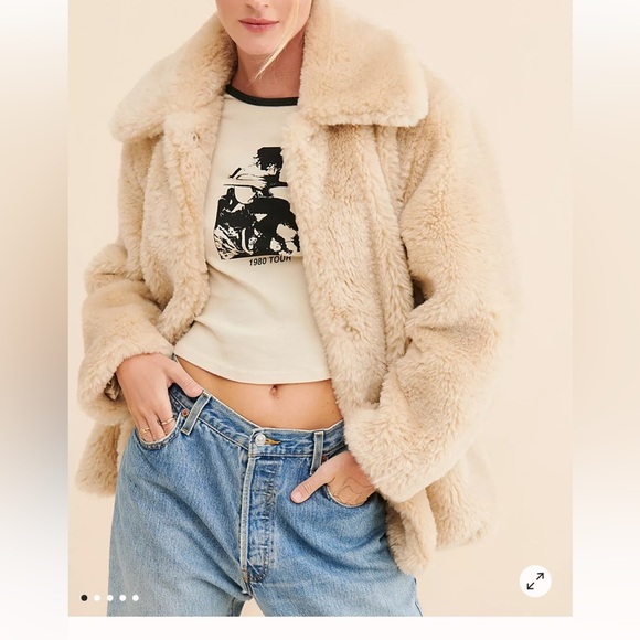 Free People Pretty Perfect Faux Fur Tan Jacket Pecoat - Picture 9 of 9